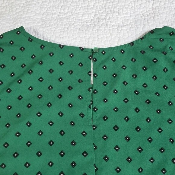 Merona Women's Green/Blue Floral Short Cap Sleeves Blouse - Sz M - Picture 5 of 7